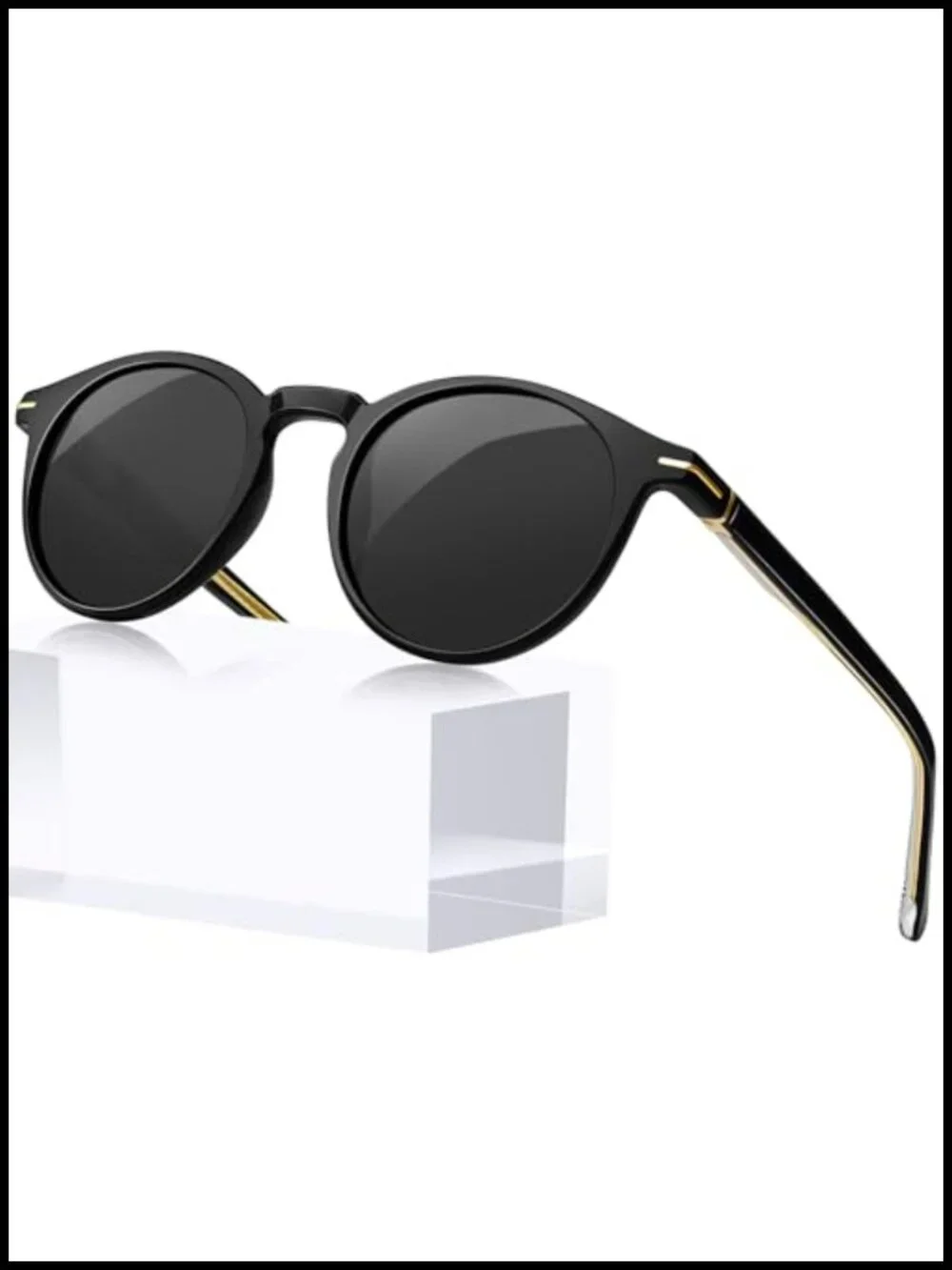Retro Round TR90 Acetate Polarized Sunglasses with Case