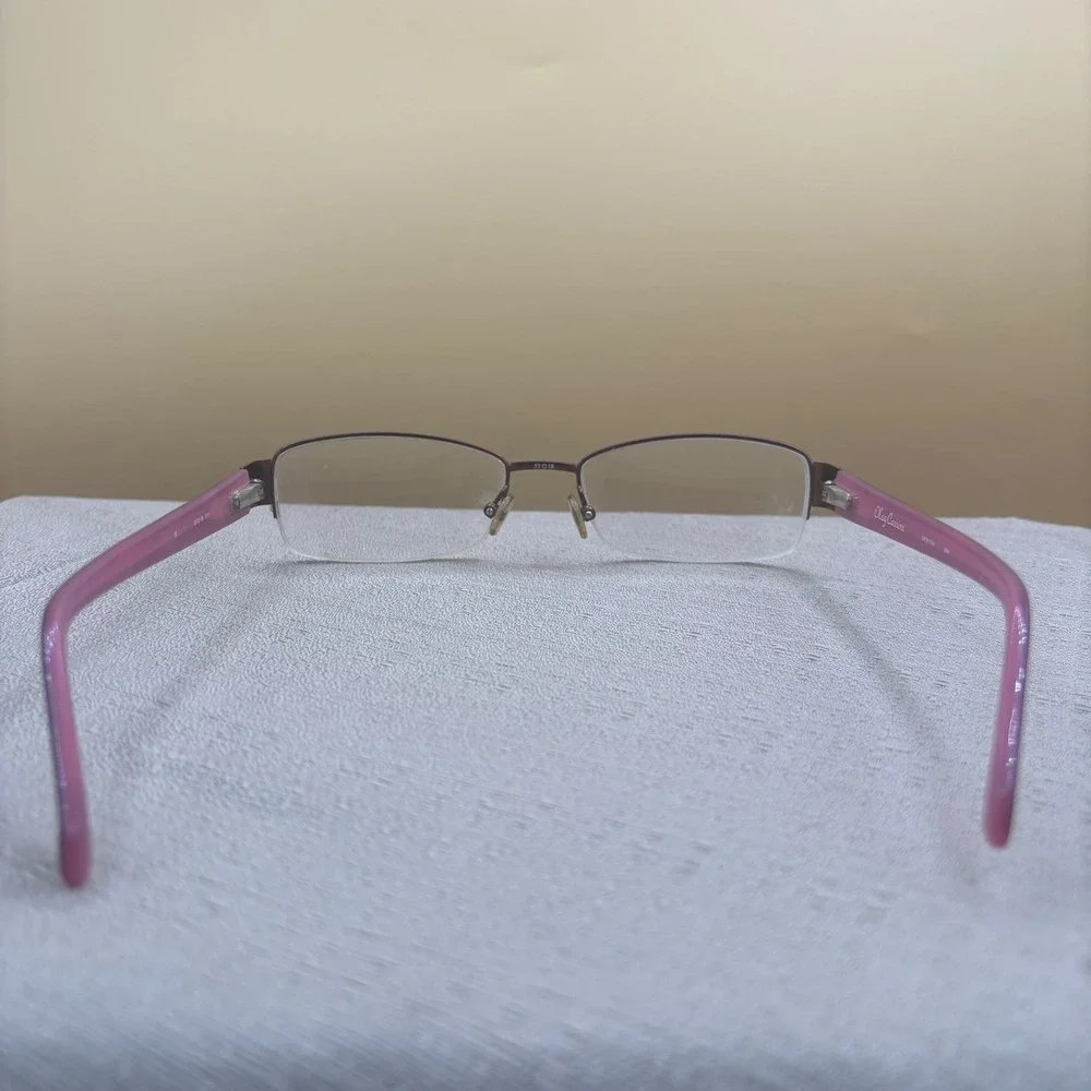 Oleg Cassini OCO 314 Womens Eyeglasses Plum Purple Semi Rimless 53-18-135