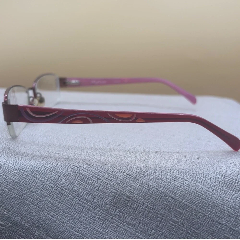 Oleg Cassini OCO 314 Womens Eyeglasses Plum Purple Semi Rimless 53-18-135