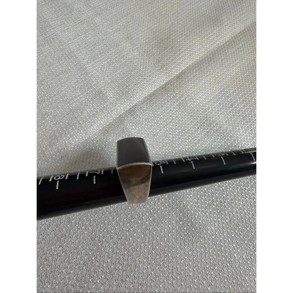 Thai ATI VTG Black Onyx Sterling Silver 925 Geometric Statement Ring Size 6