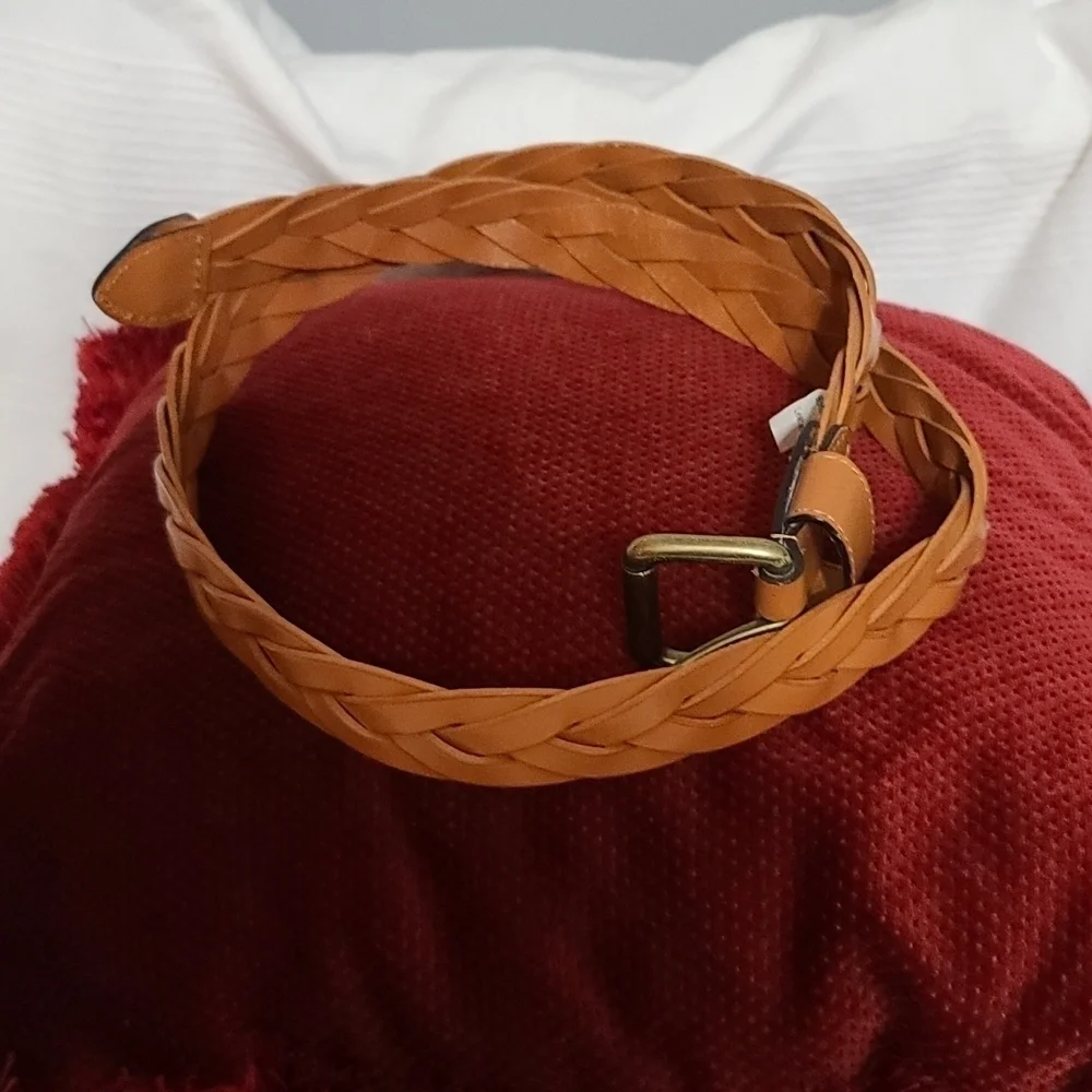 Unbranded Mens Bonded Leather Braided Belt Caramel Brown Sz‎ L/36-38 EUC