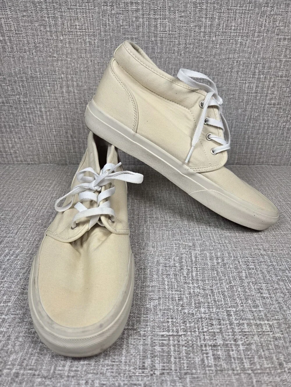 Polo Ralph Lauren Keaton Chukka Sneaker Boot Cream White Canvas  Men's Size 9.5