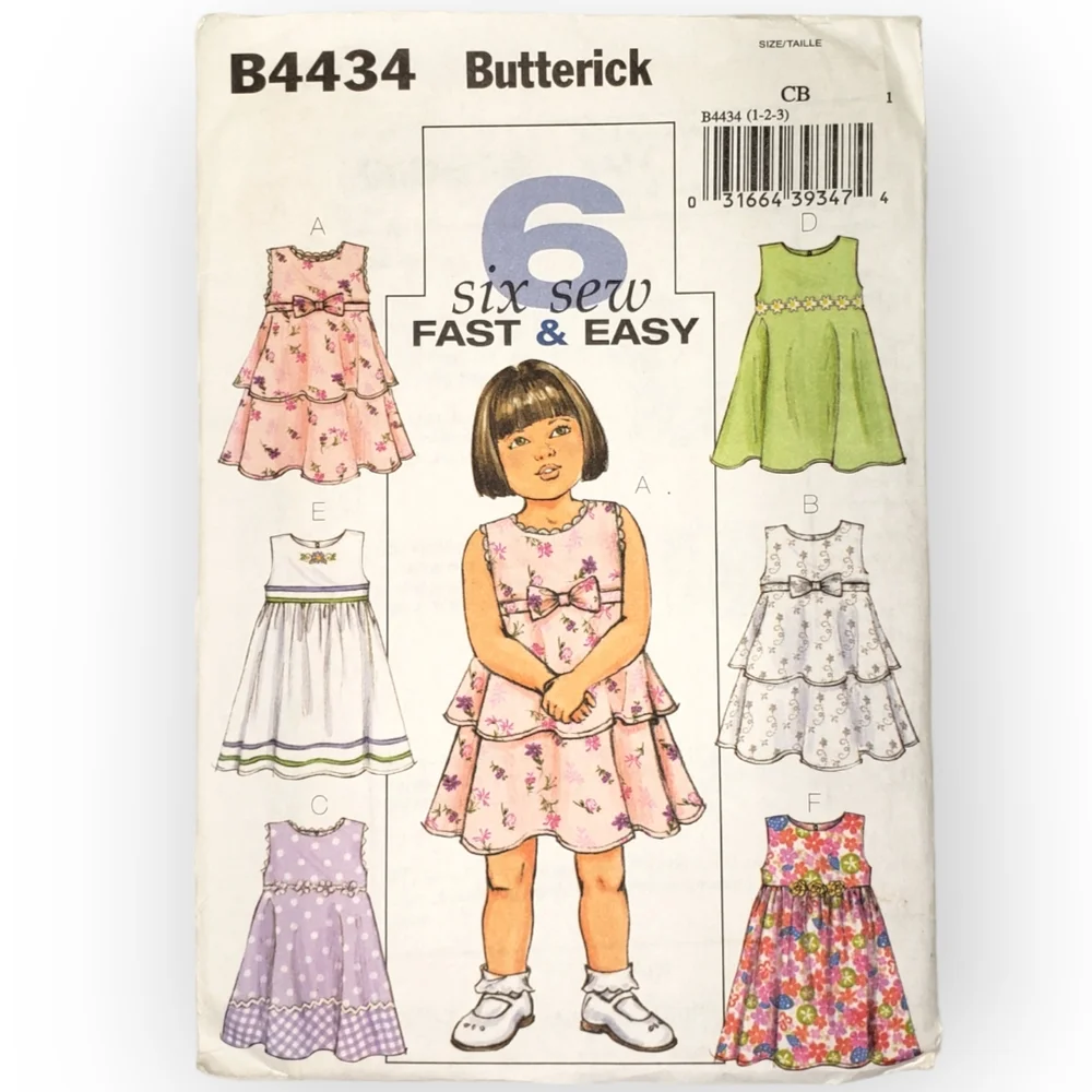 Butterick B4434 Sewing Pattern Toddler Dress, Fast & Easy