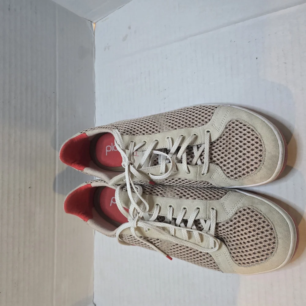 Beige and Red‎ Mesh Sneakers
