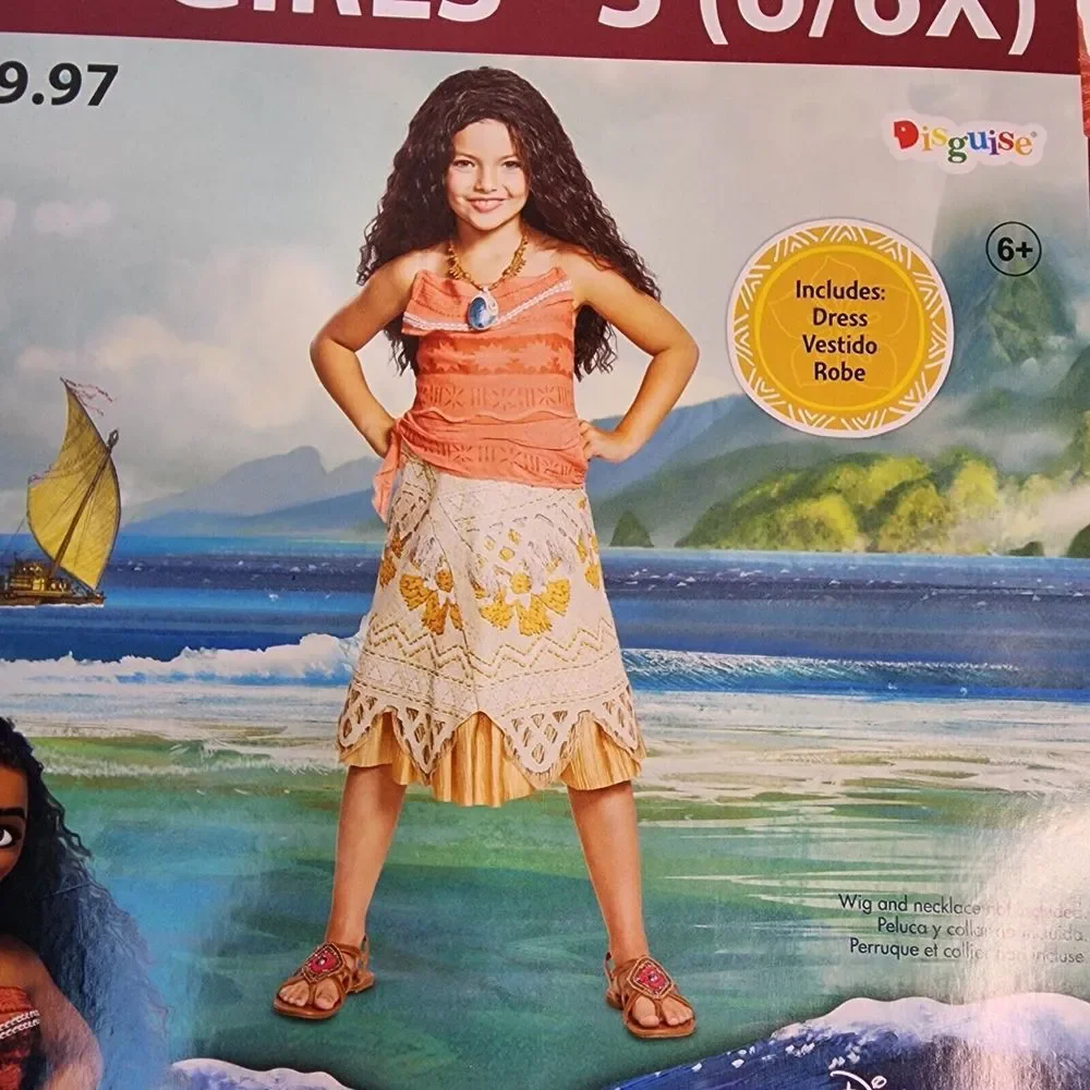 Disney MOANA Princess Dress Size 6/6X Costume/‎ Dress-up/ Cosplay Halloween