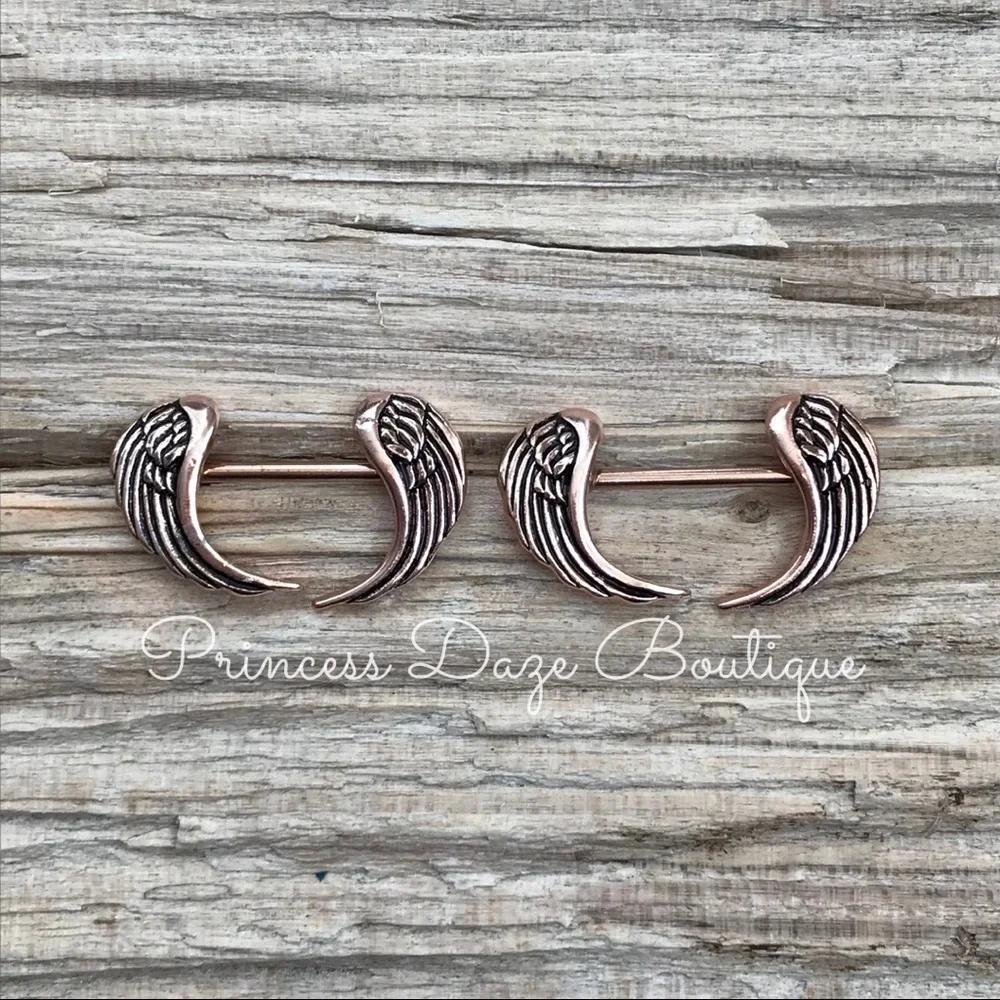 Rose Gold‎ Angel Wing Nipple Ring Set