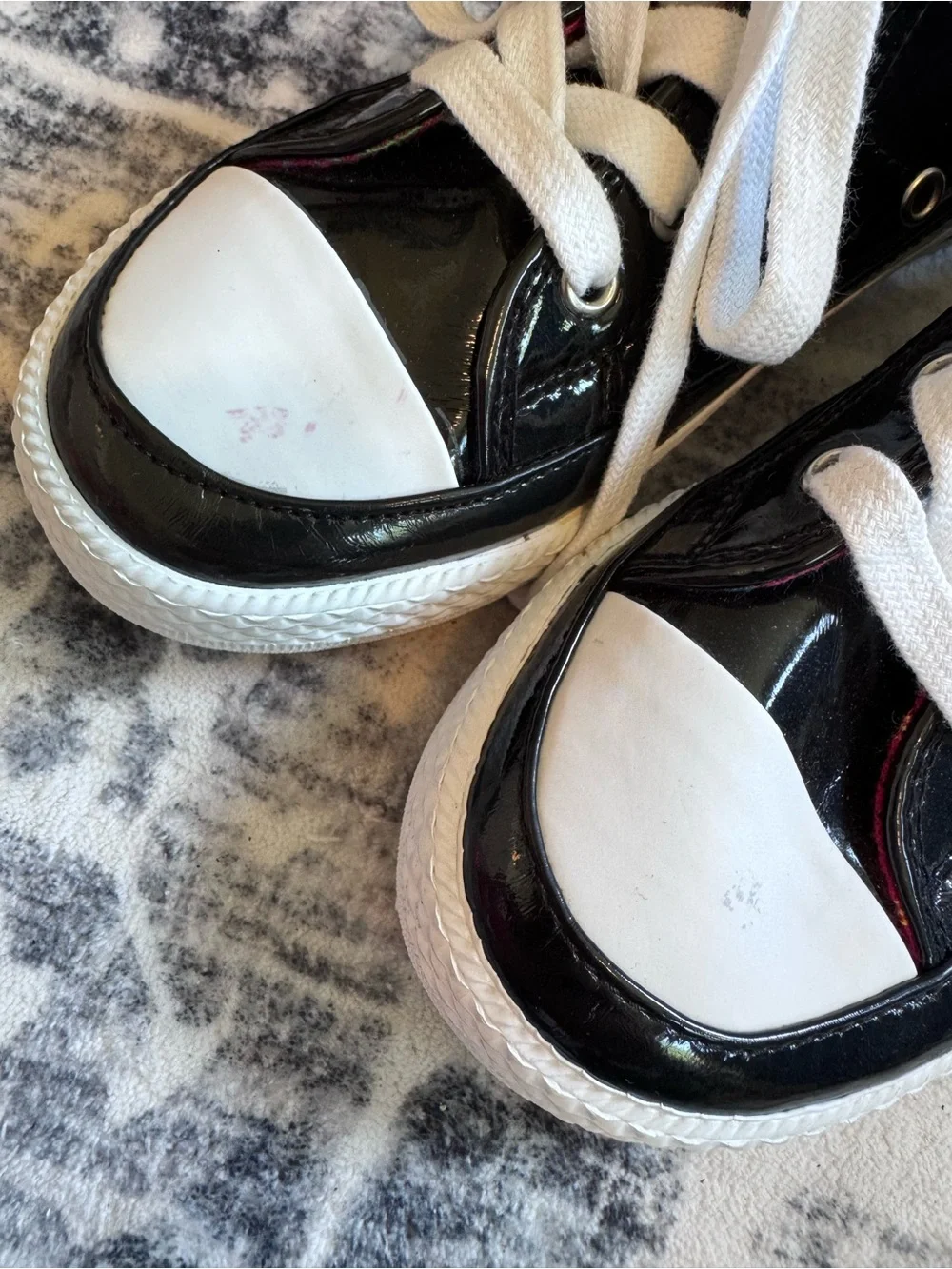 Lei Black Patent High-Top Kids Sneakers with White Accents