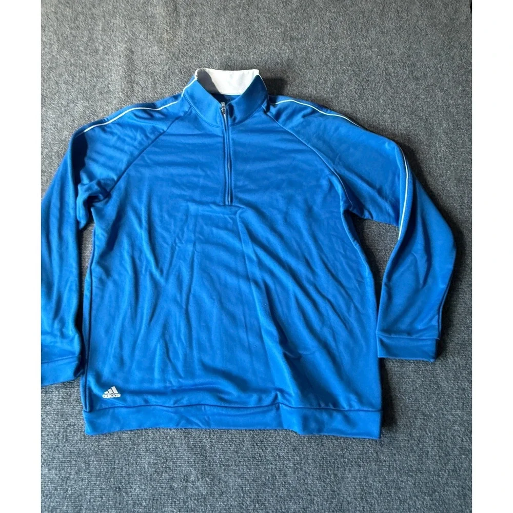 Adidas Golf Climalite Mens XL Blue Quarter Zip Pullover‎ Long Sleeve Shirt