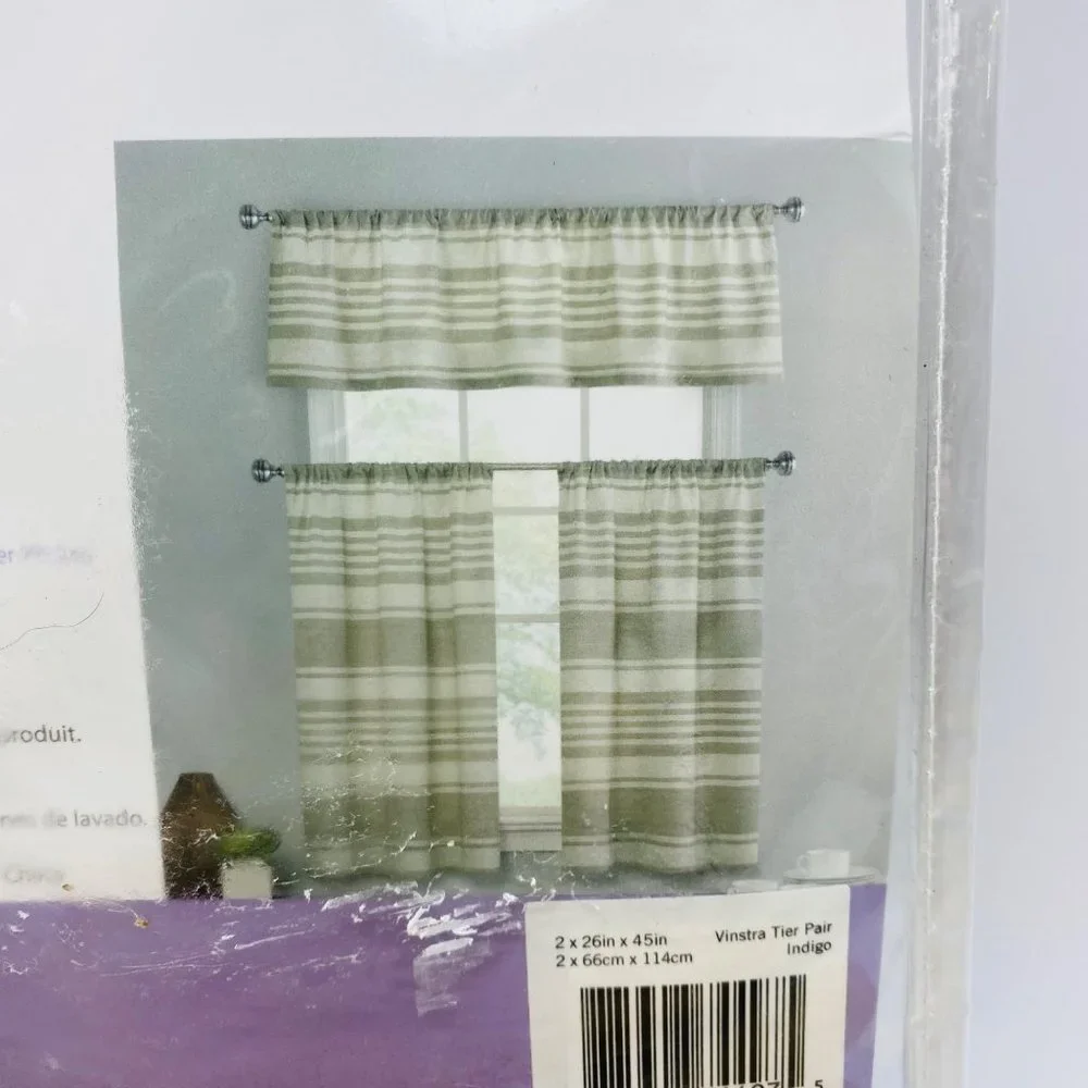 Vue Window Solutions Vinstra Tier Pair in Indigo Curtains 2”x26”x45” Linen Blend