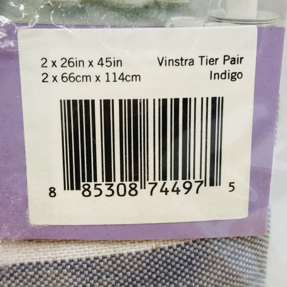 Vue Window Solutions Vinstra Tier Pair in Indigo Curtains 2”x26”x45” Linen Blend