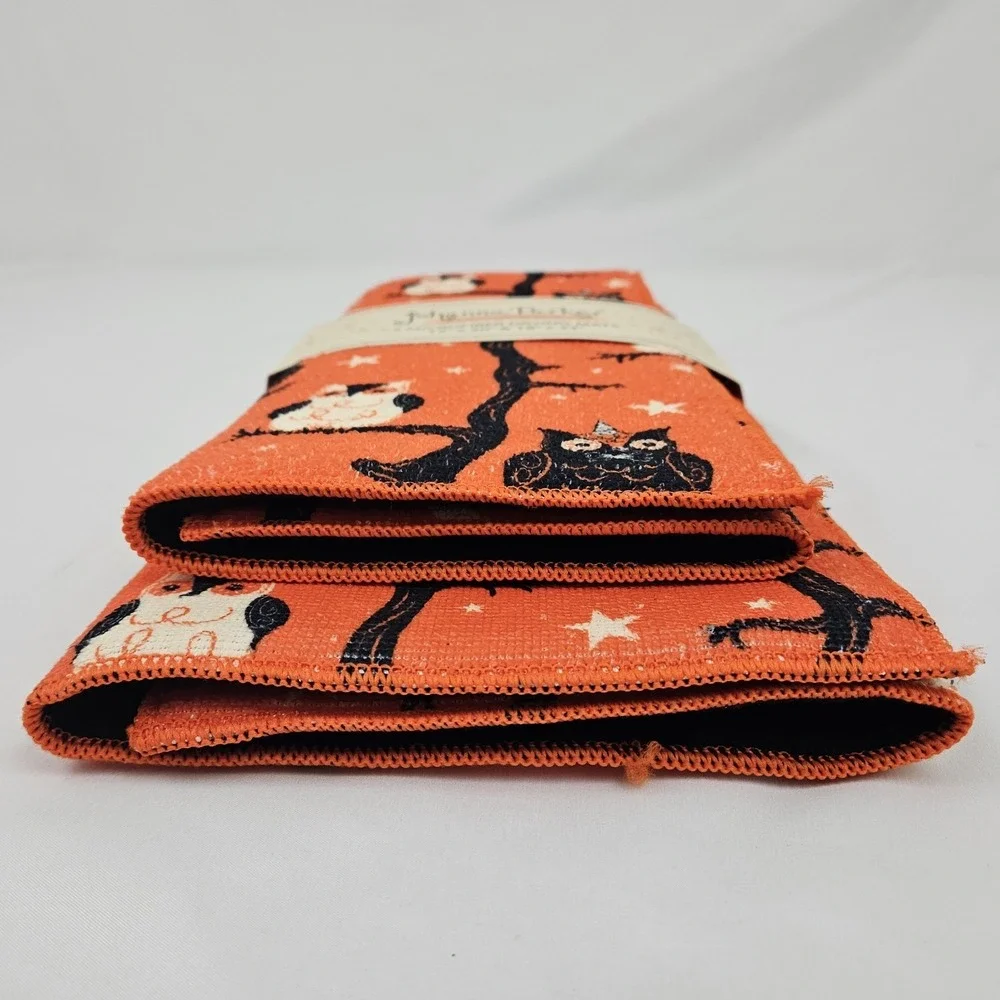Summerween Owl Drying Mat Set of 2 Orange Microfiber NEW Joanna Parker Decor