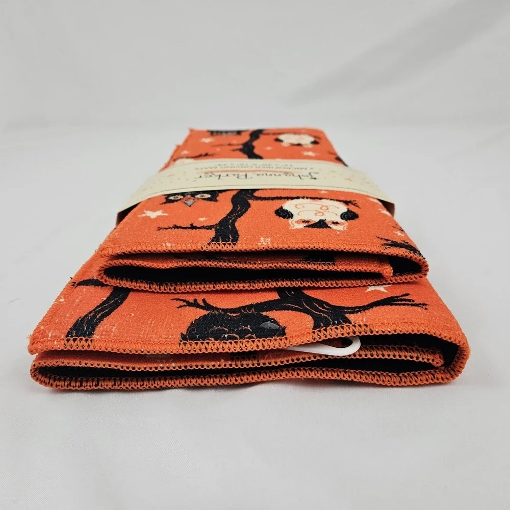 Summerween Owl Drying Mat Set of 2 Orange Microfiber NEW Joanna Parker Decor