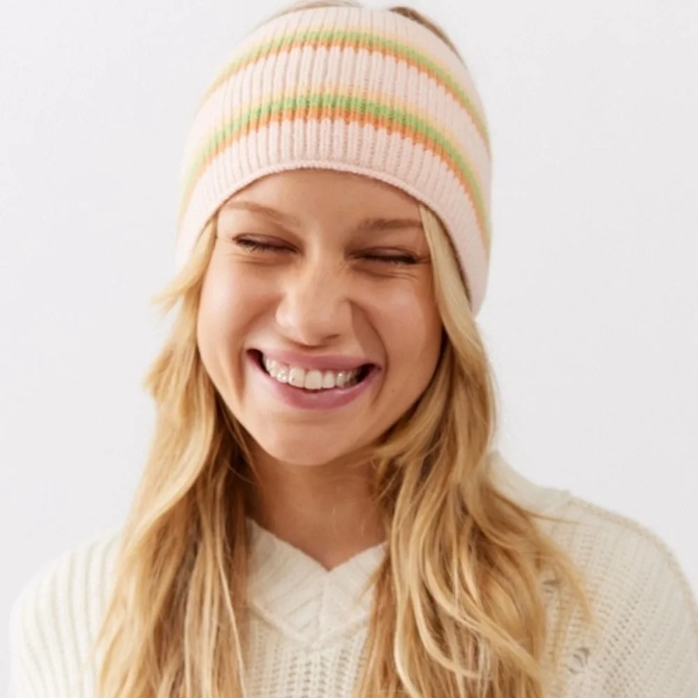 NWT Urban Outfitters Striped Ear Warmer In Pink