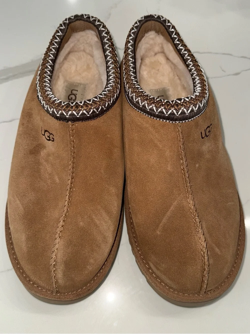 UGG Chestnut Suede Cozy Shearling Mule Slippers