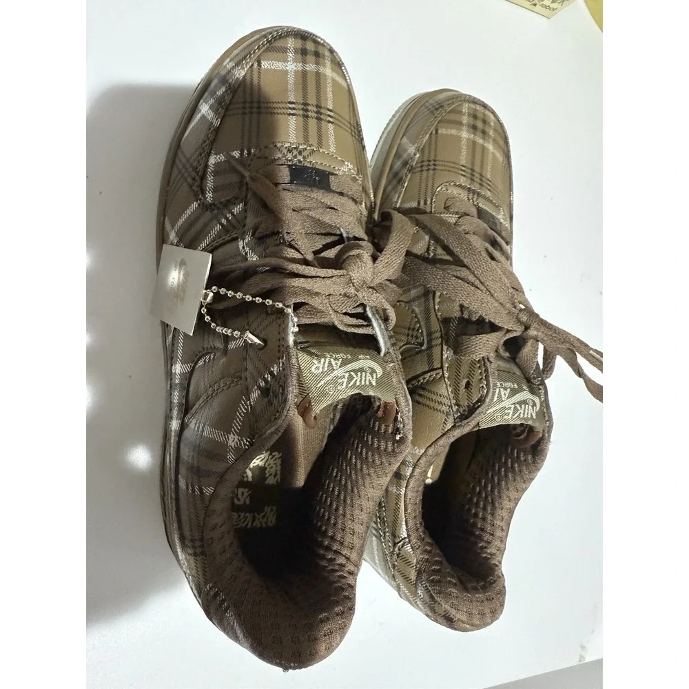 Nike‎ Air Force 1 Low Plaid Brand Brown NEW RARE Sz 7