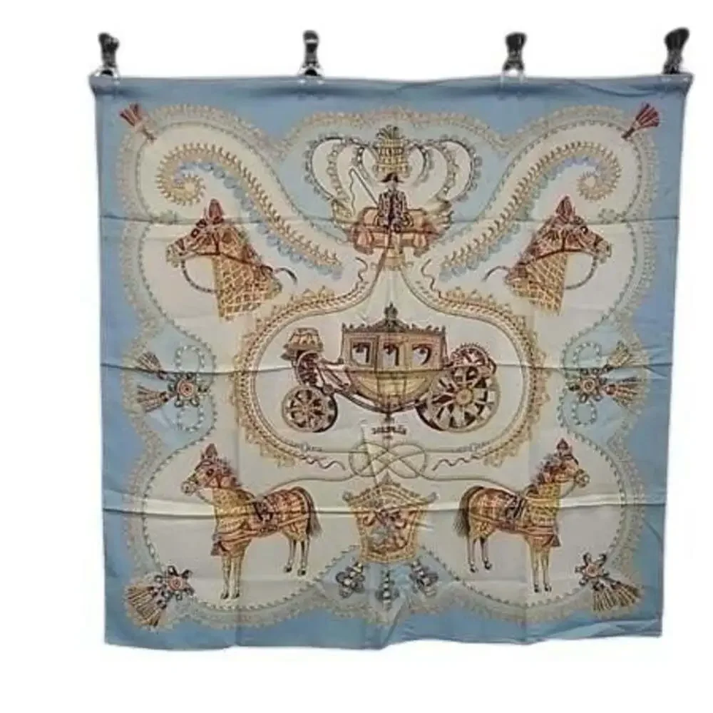 HERMES Black Silk Scarf
