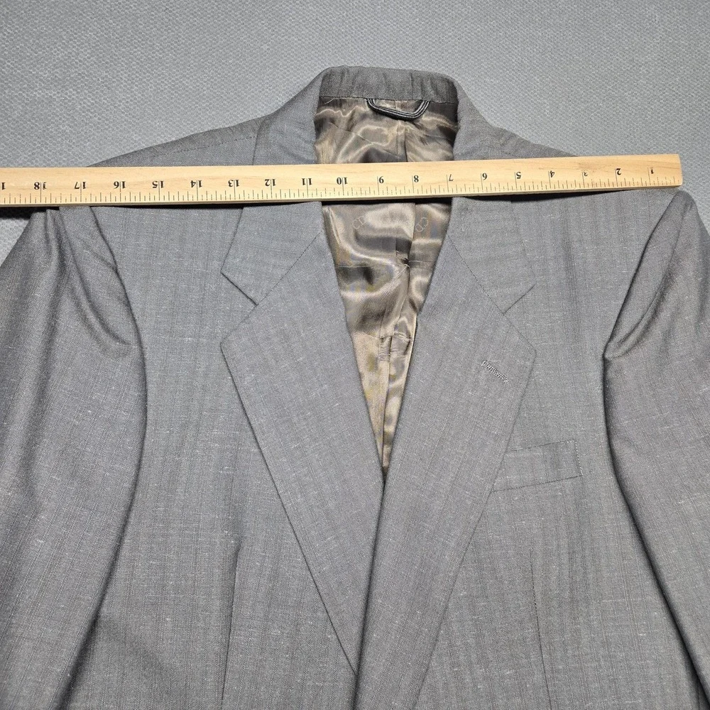 Vintage Christian Dior Blazer Mens‎ 42 Gray Pinstripe Suit Jacket Made USA 80s