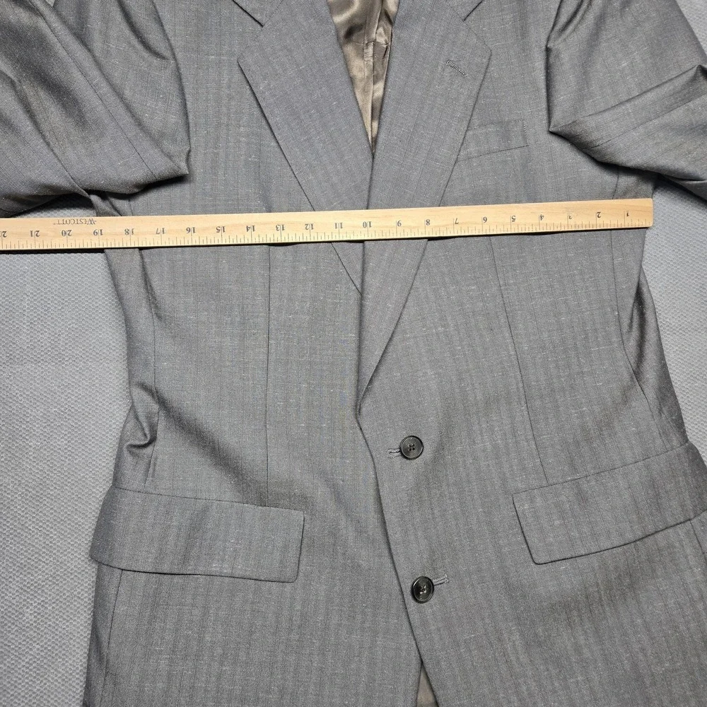 Vintage Christian Dior Blazer Mens‎ 42 Gray Pinstripe Suit Jacket Made USA 80s