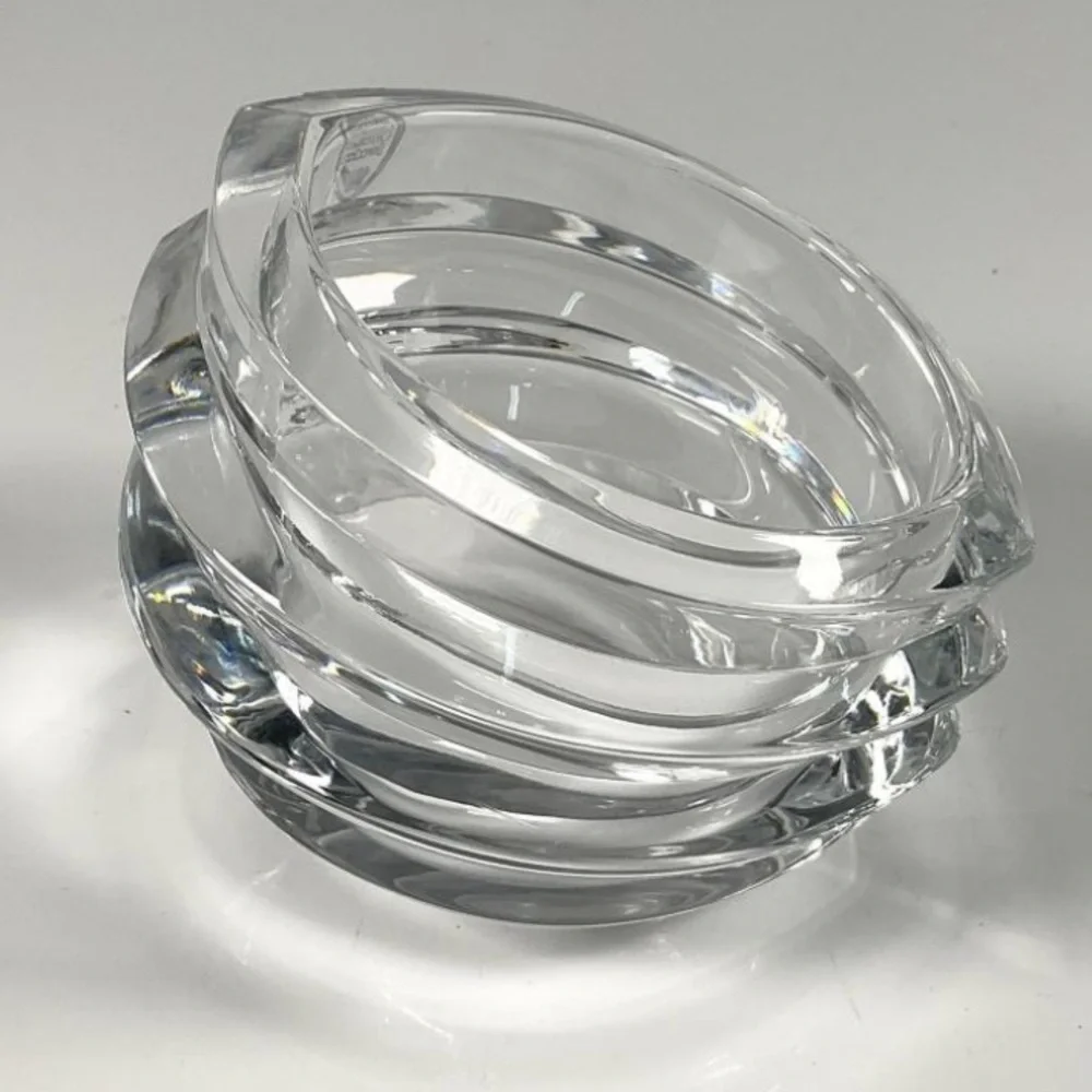 Vintage‎ Orrefors Slanted Stacked Candle Holder Sweden Crystal Art