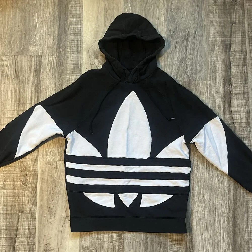 Adidas Originals Men's Big Trefoil Fleece Hoodie Black/White, Size Medium