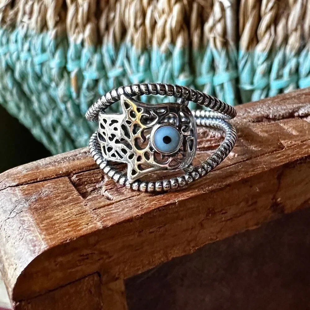 925 Sterling Silver Hamsa Ring