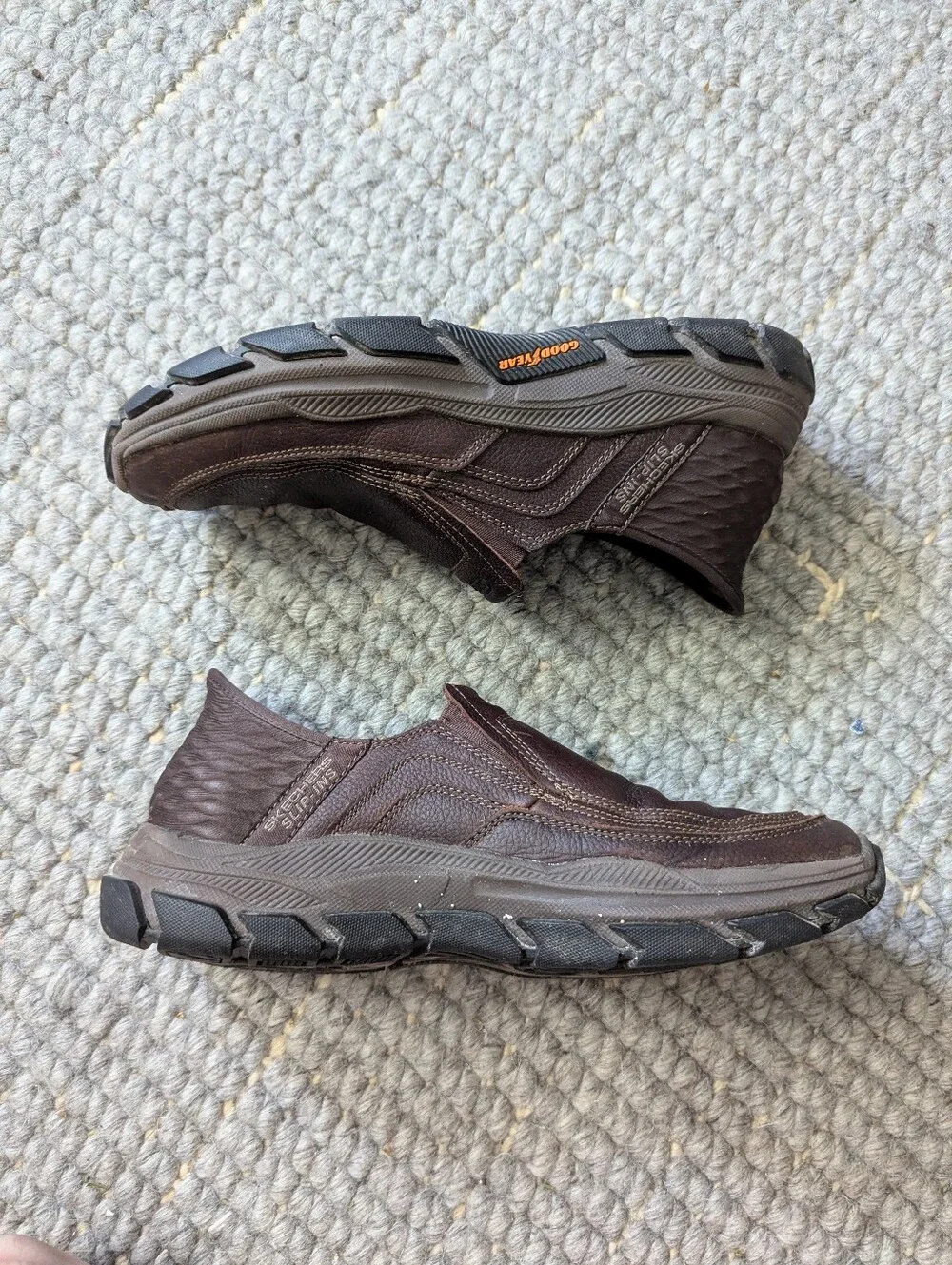 Skechers Men's Brown Slip-On Casual Leather Loafers Sz9