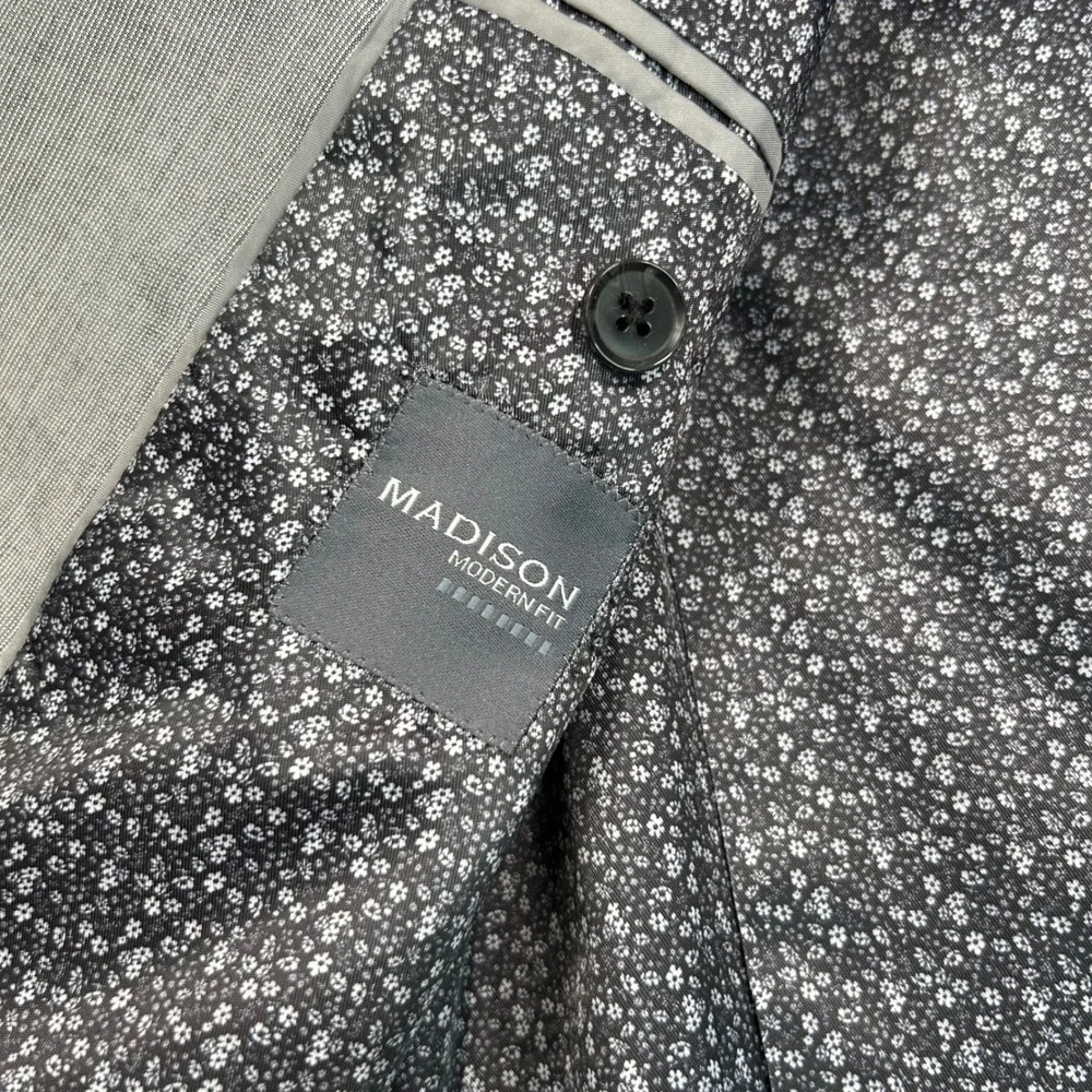 Madison Modern Fit Mens 42L Gray Cotton Blend Summer 2 Button‎ Blazer Sport Coat