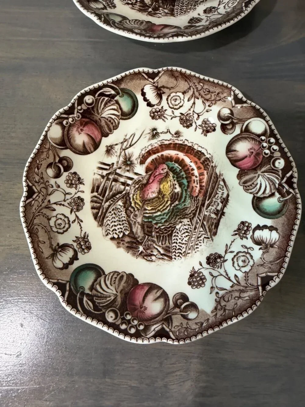 Johnson Brothers His Majesty Thanksgiving Turkey Cups and Saucers Set of 4