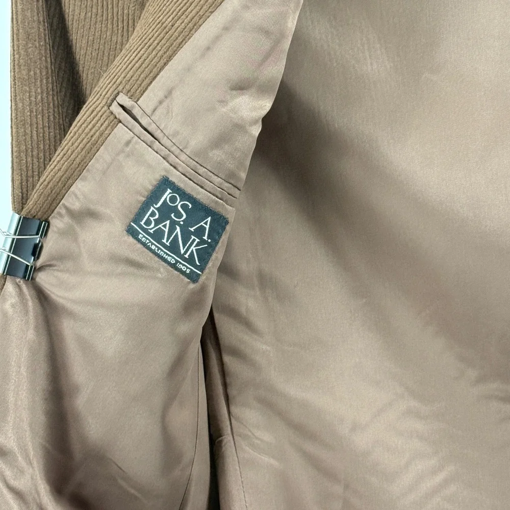 Jos A Bank Blazer Mens 43L Pre-Owned Sport Coat Brown Wool Silk Ribbed Corduroy