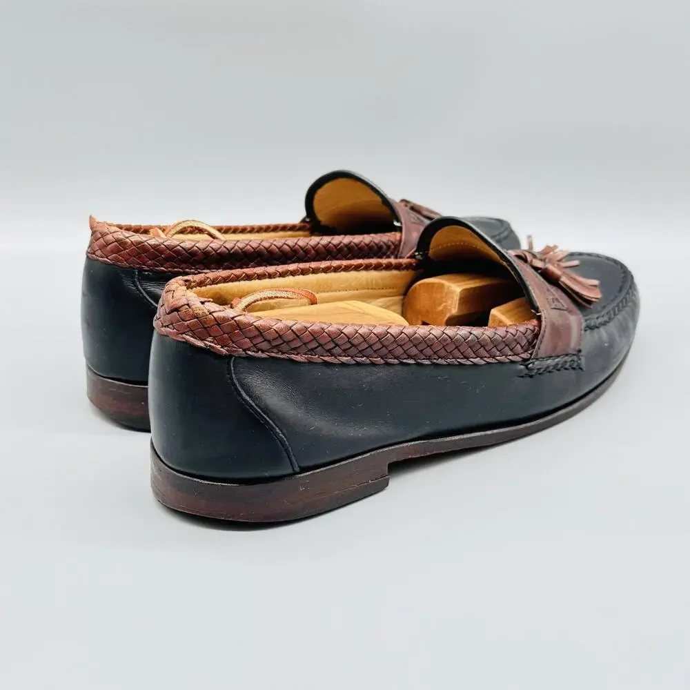 Allen Edmonds Shoes Mens 11.5 Black Brown Leather Maxfield Tassel Loafers Dress
