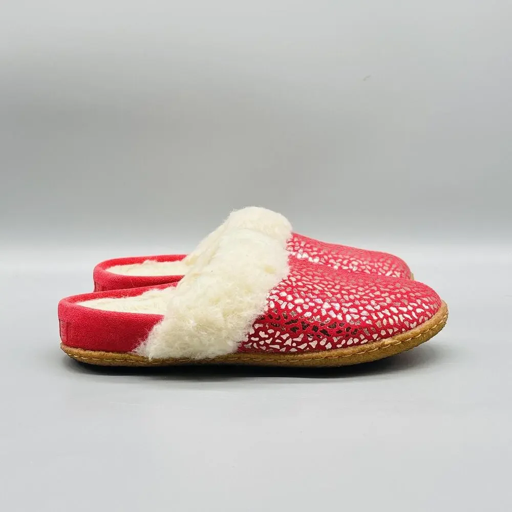 Sorel Shoes Kids Girls 3 Pink Faux Fur Lined Slip On Clog Cozy House Slippers