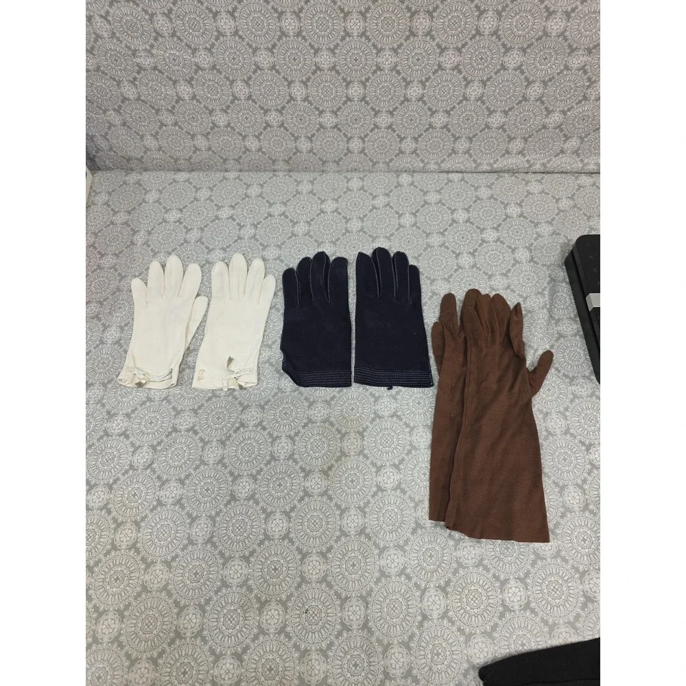 Vintage Opera Gloves Set White Black Brown Long Formal‎ Evening Party Driving