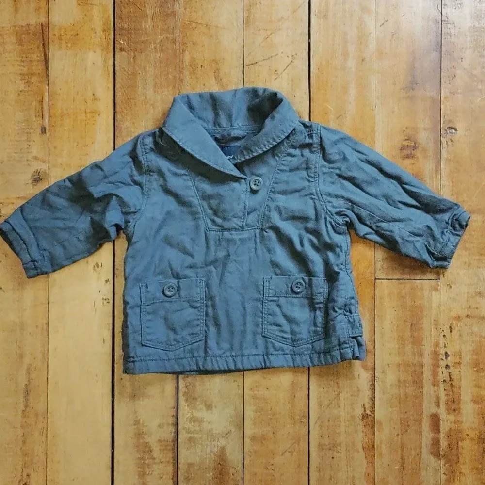 Gap Shirt 6 to 12 months Blue Gray long sleeve shirt pullover cowl neck Lined