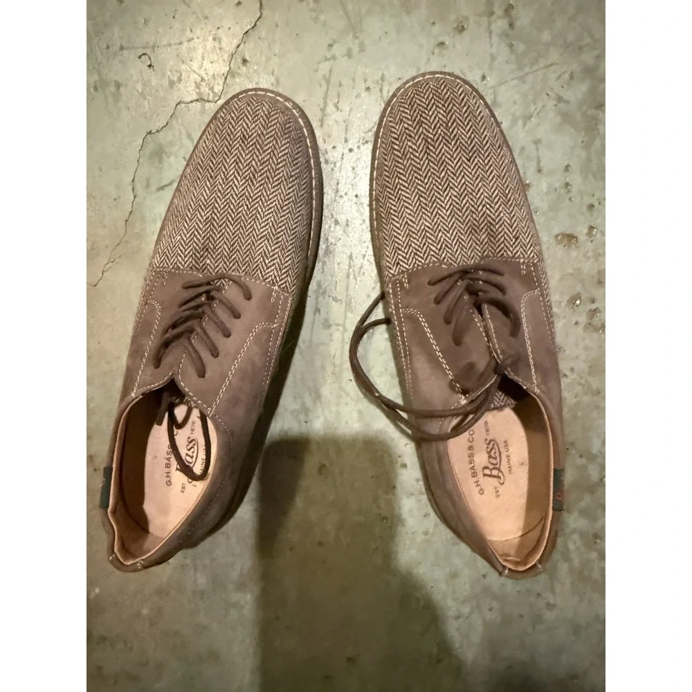 Bass J.S. Patterson 9.5M Brown Herringbone Oxford‎ Casual Shoes