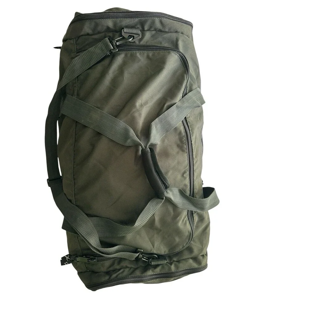 Camp Inn Vintage 3-Pocket Cargo Bag Olive Green Large Travel Duffel 314-048-007