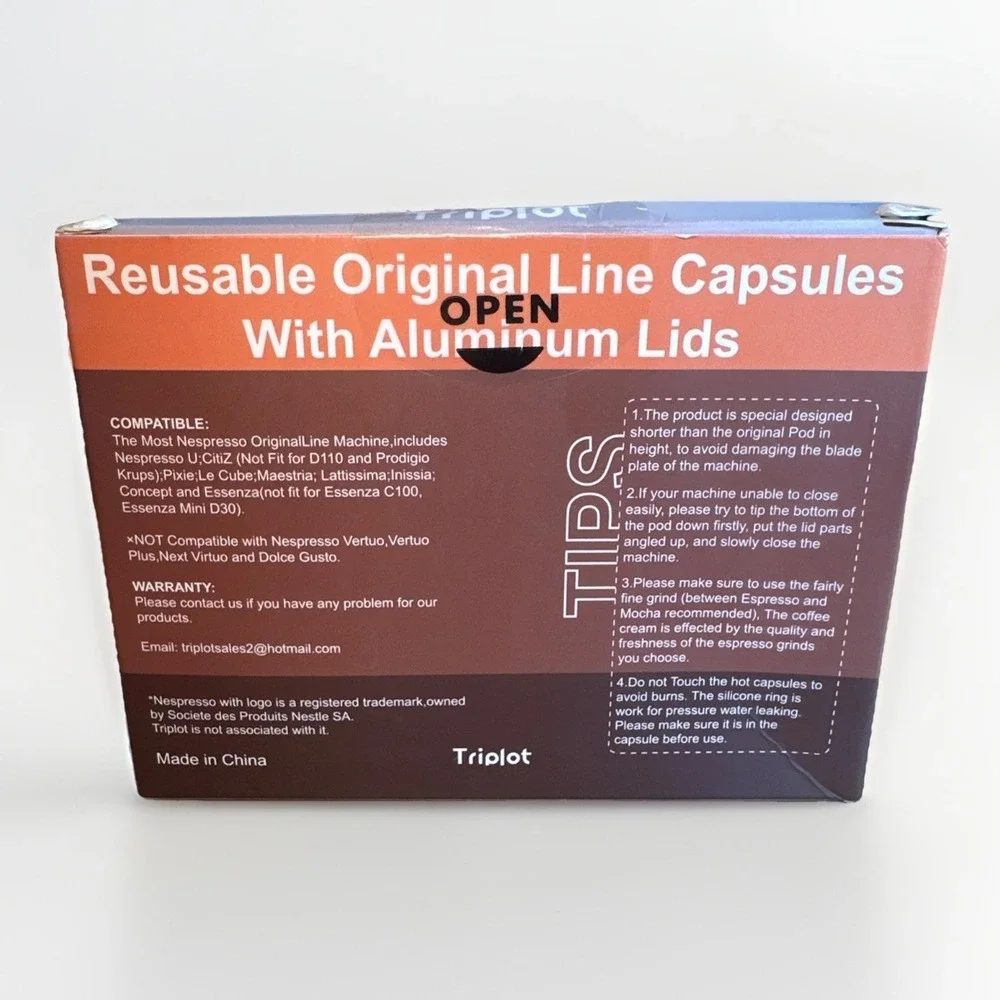 Triplot Reusable Capsules for Nespresso Original Line 10 Capsule 300 Lids‎ NEW