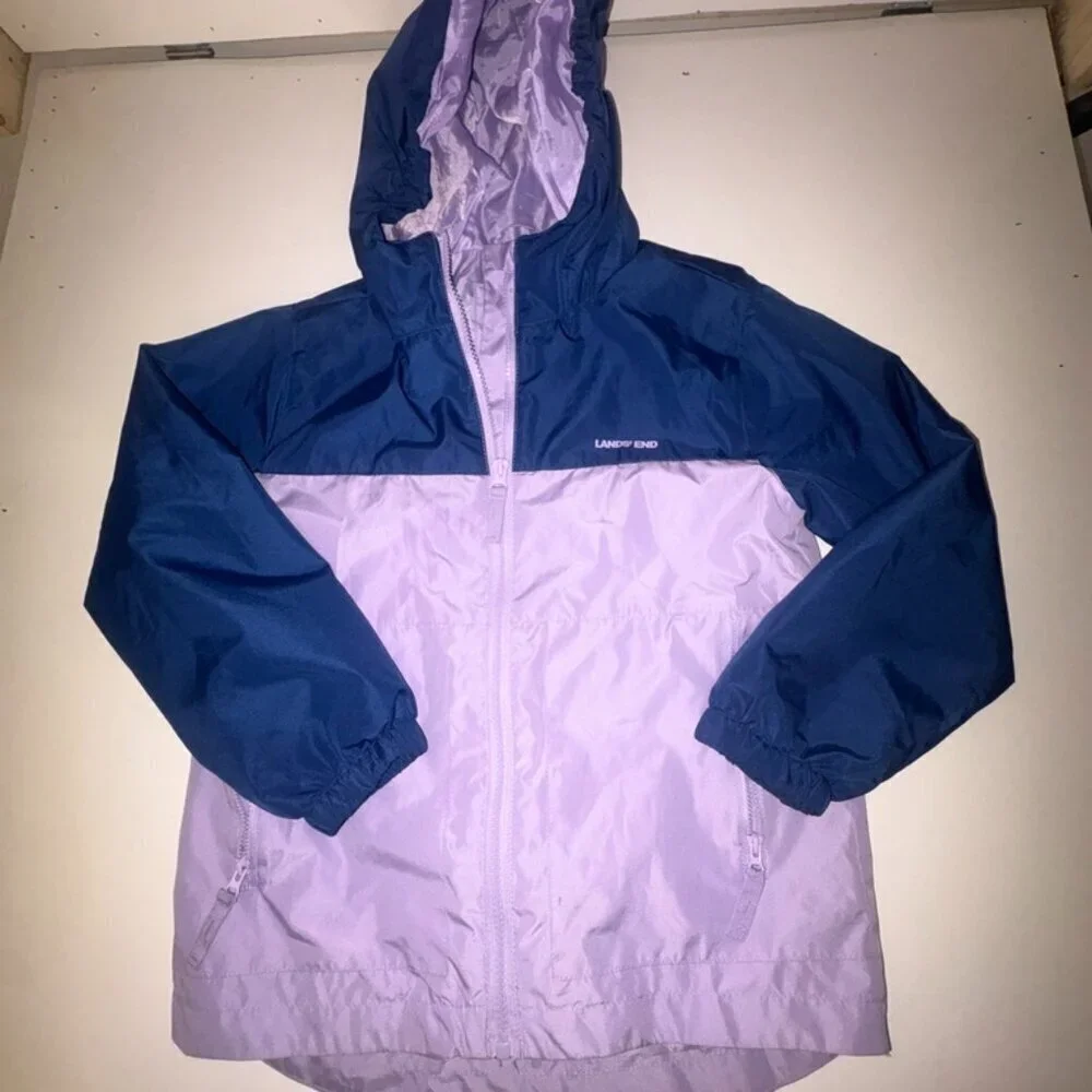 Lands End Kids Colorblock Full-Zip Hooded Jacket size S (7)