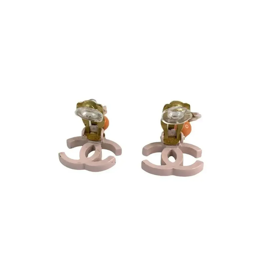 CHANEL Pink Logo Earrings