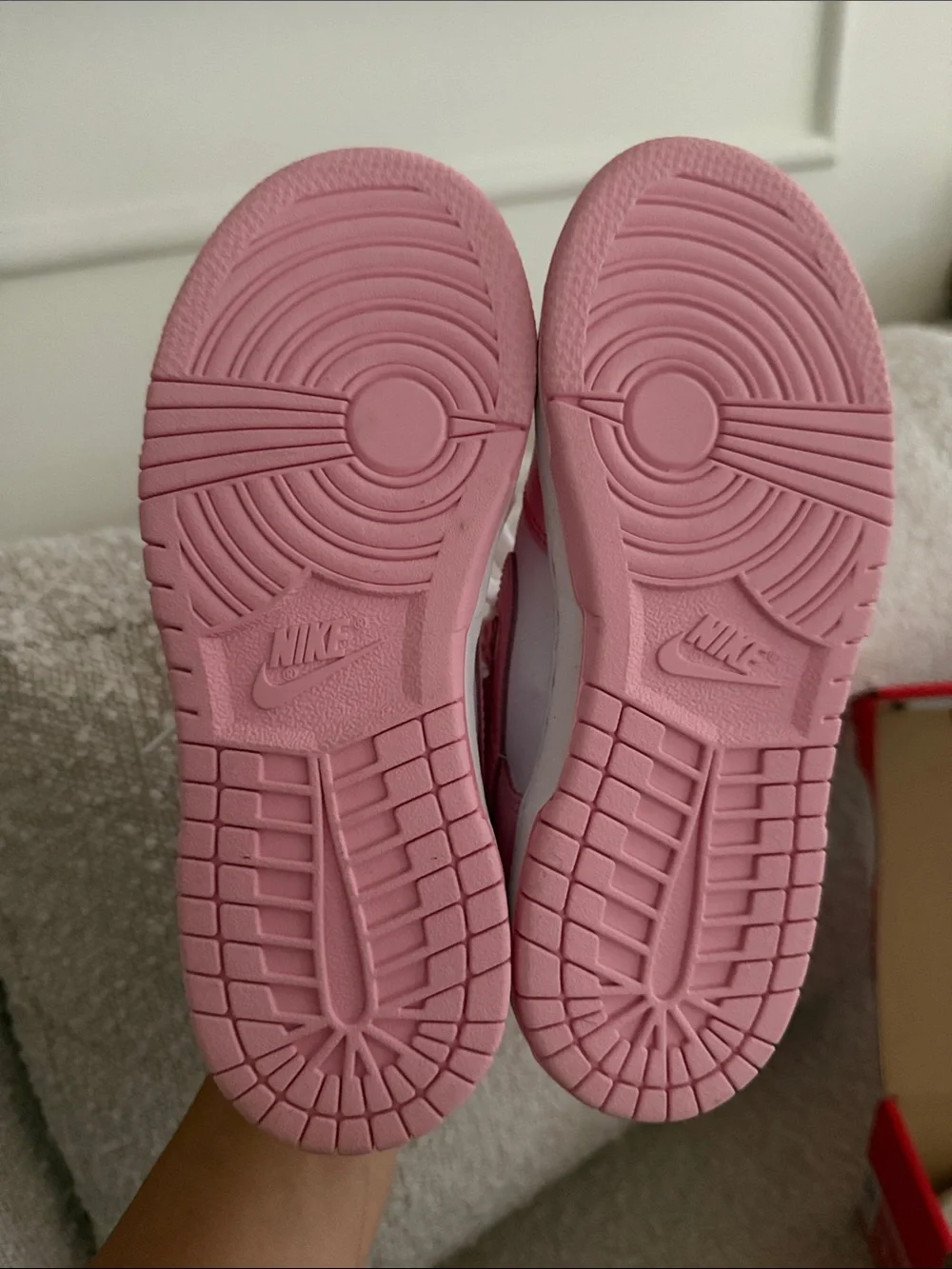 Brand New Nike Kids Pink and White Low-Top Sneakers