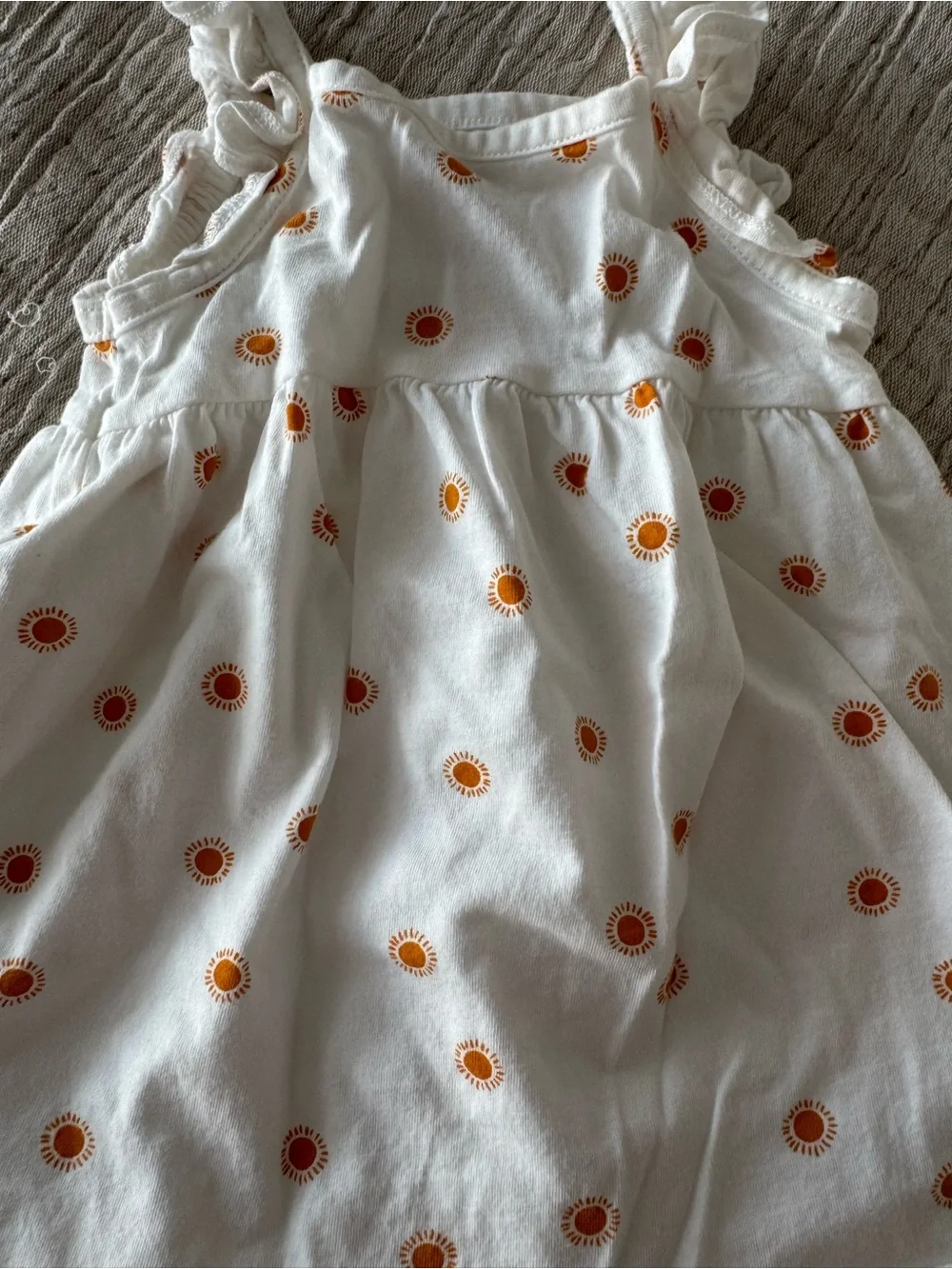 Carter's White Dress and Diaper Cover Set with Orange Sunflower Print