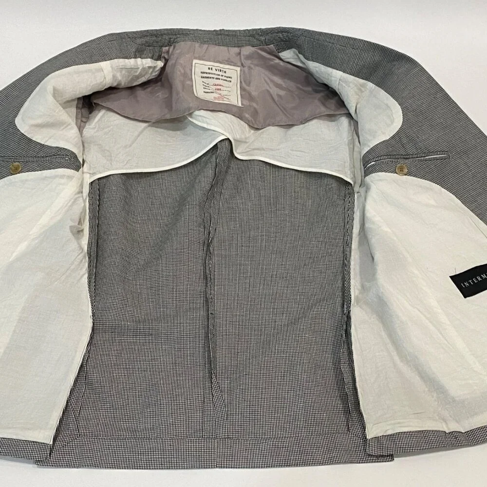 Intermezzo Blazer Sport Coat 1 Button Gray Plaid Double Vents Lined Mens