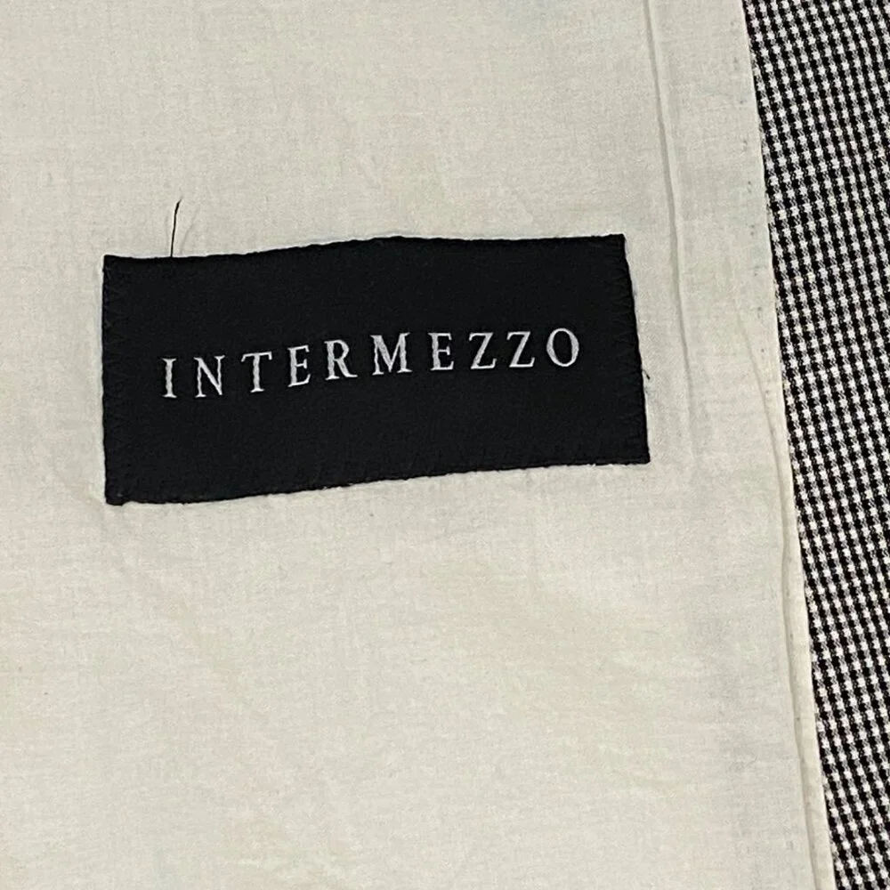 Intermezzo Blazer Sport Coat 1 Button Gray Plaid Double Vents Lined Mens