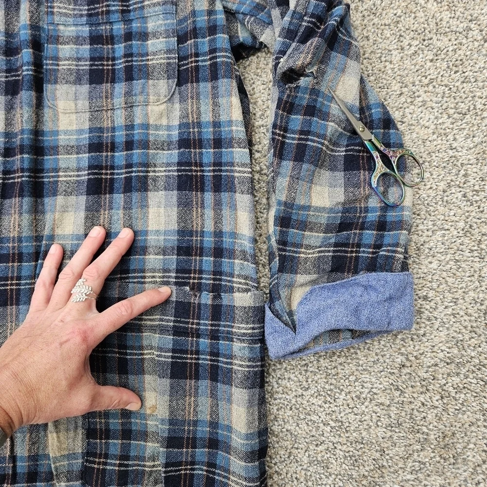 Vintage 60s Pendleton Made In USA Blue Tartan Plaid Virgin Wool Robe Mens Large