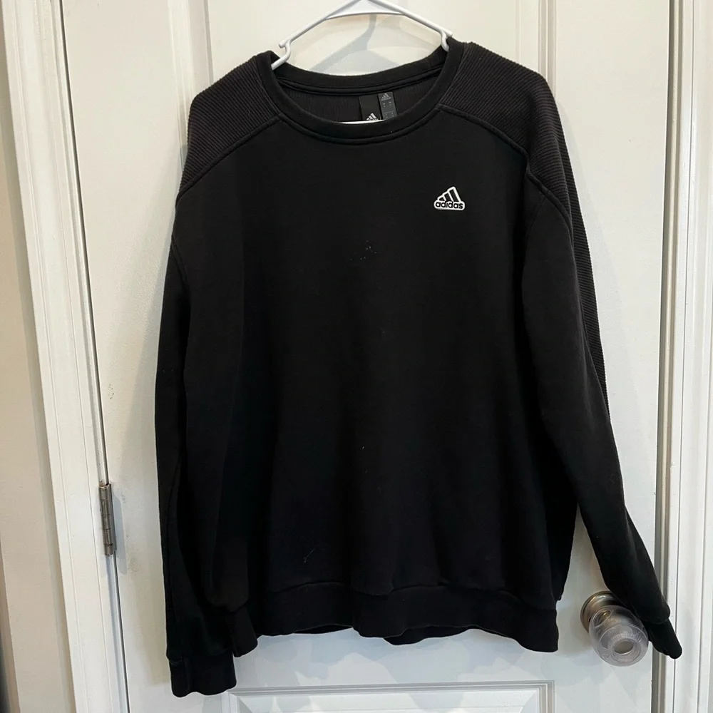 Adidas Long Sleeve Pullover Crewneck Sweatshirt Ribbed Black Medium Oversized