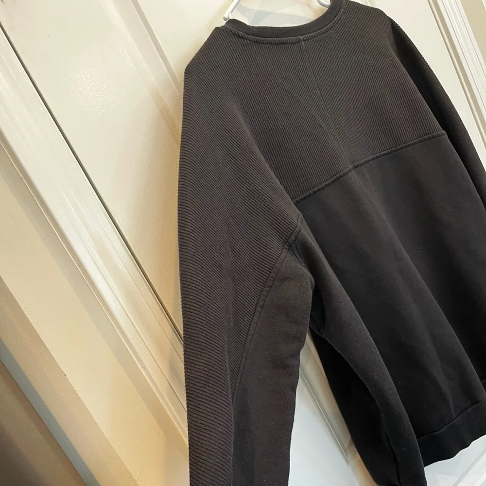 Adidas Long Sleeve Pullover Crewneck Sweatshirt Ribbed Black Medium Oversized