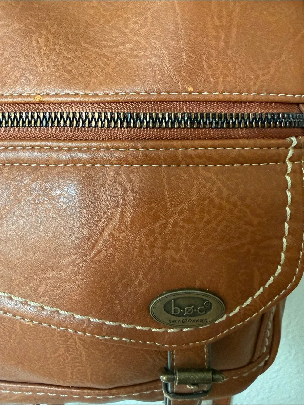 boc Chestnut Brown Faux Leather Mini Backpack