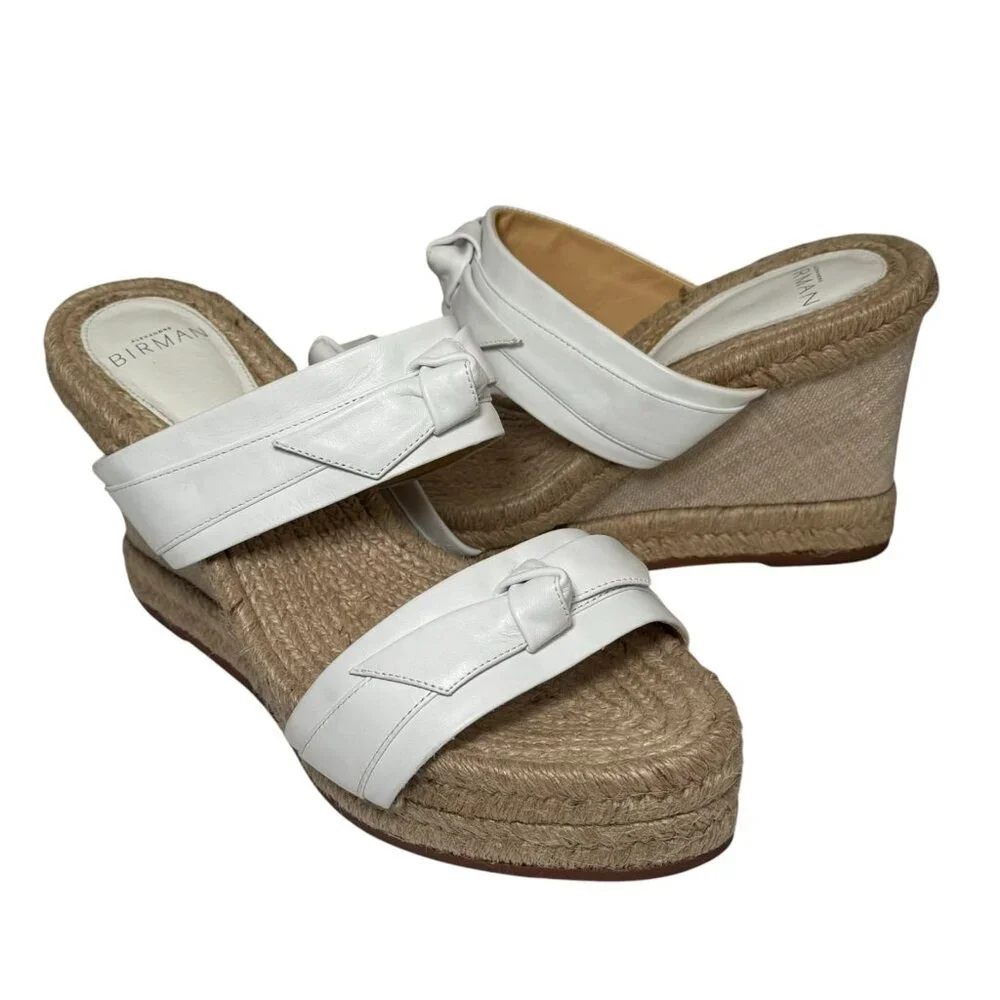 $495 Alexandre Birman White Clarita Espadrille Jute Wedge Sandals 39.5/8.5 Women
