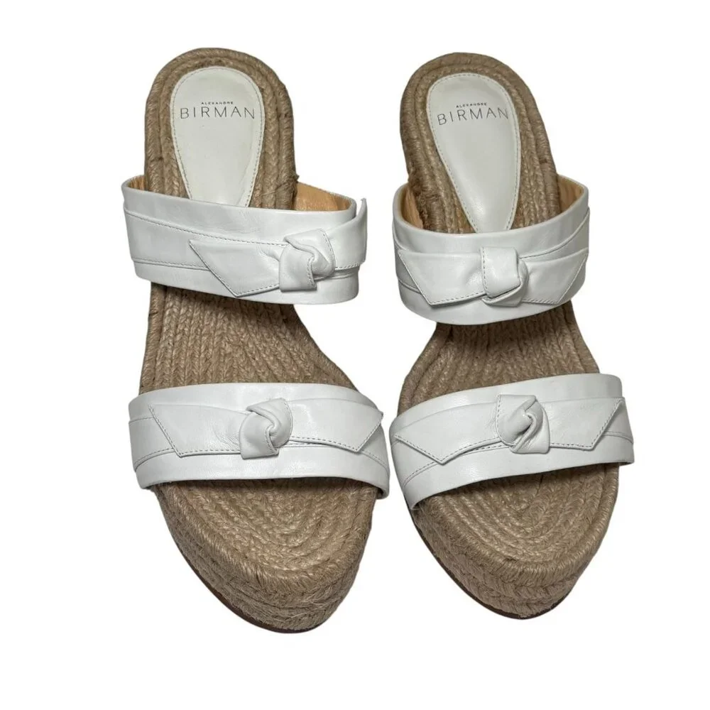 $495 Alexandre Birman White Clarita Espadrille Jute Wedge Sandals 39.5/8.5 Women