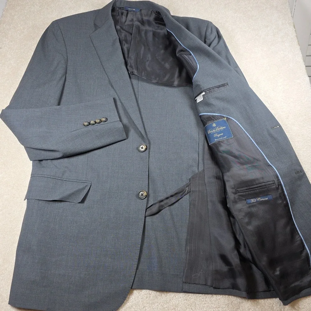 Brooks Brothers Blazer Mens 42L Grey Regent BrooksCool Wool Blend Sport Coat