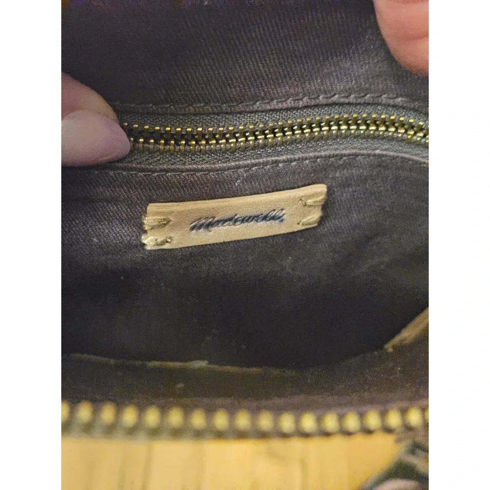 Madewell Tan Leather‎ Fringe Zip Clutch Boho Western Pouch
